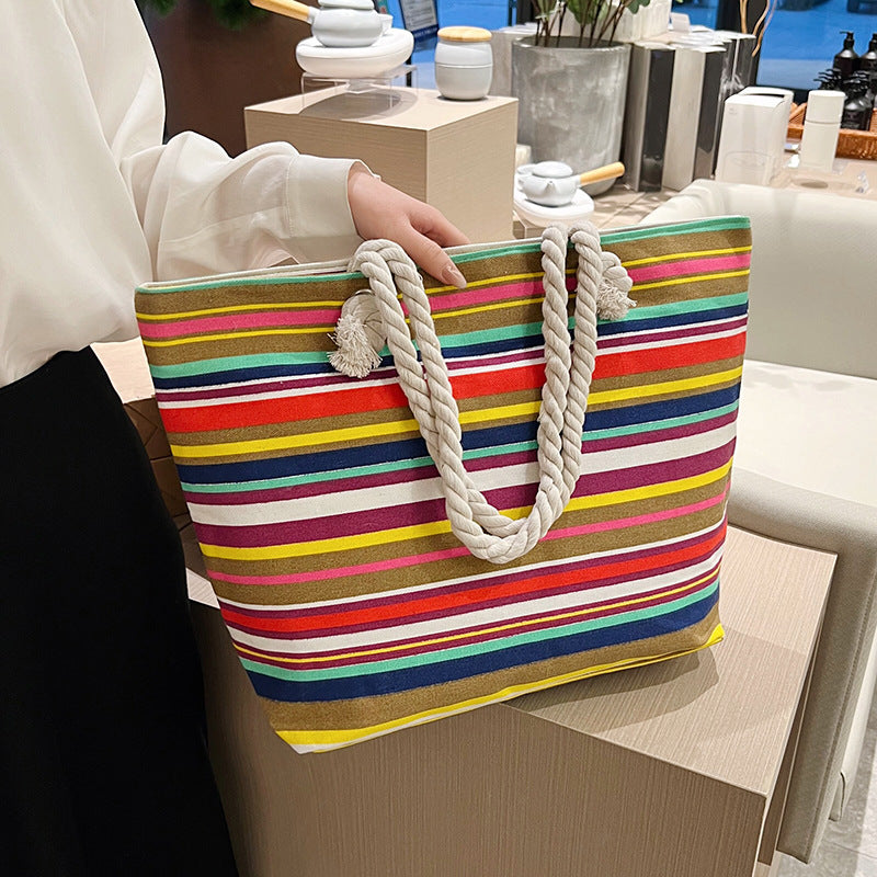 Wholesale Striped Canvas Tote Bag